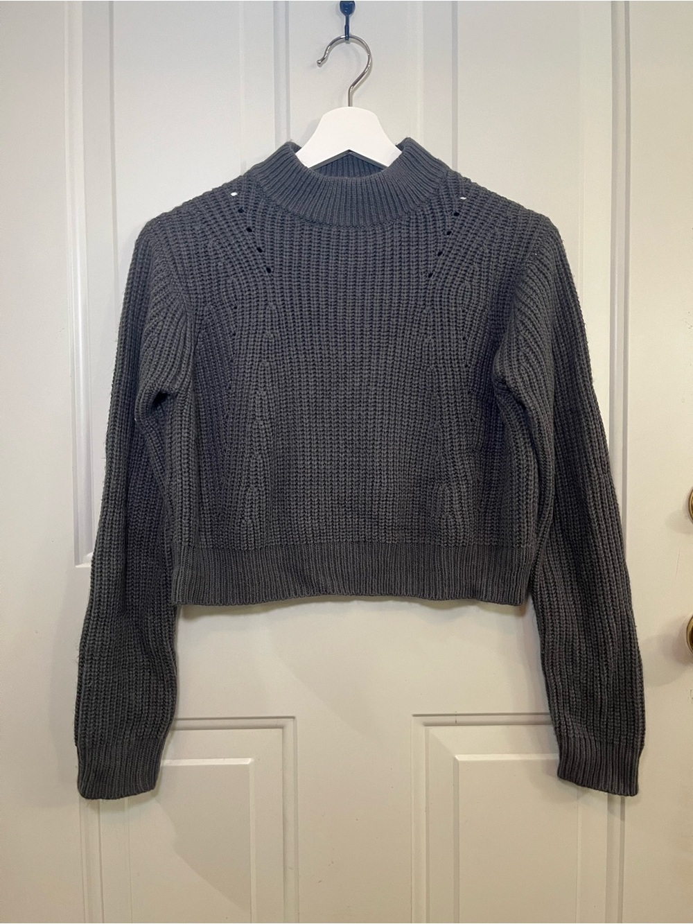 Kendall & Kylie Charcoal Ribbed Mockneck Sweater